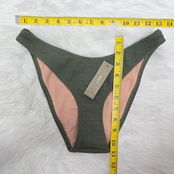 NWT J. Crew Textured curved-waist cheeky bikini bottom Size S Green BC050 - Picture 10 of 10